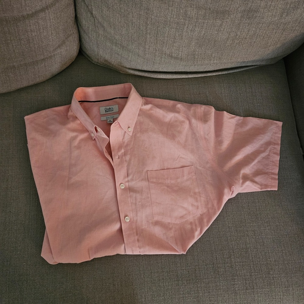 Croft & Barrow Shirt men's XL Easy Care Pink  Short‎ Sleeve Button Up